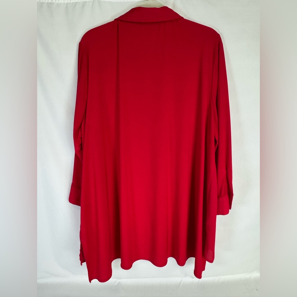 Slim Factor By Investments Button Front Top - Red - 3X - Picture 2 of 8